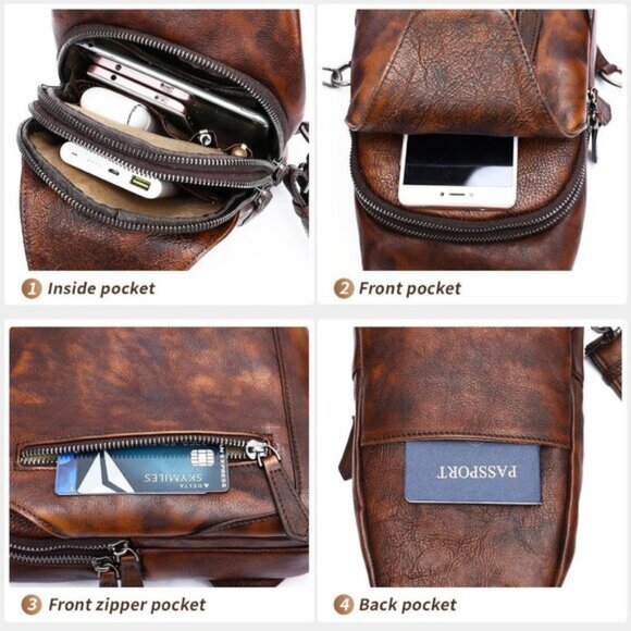 ⚡Women Coffee Genuine Leather Crossbody Sling Handmade Classic Vintage Bag - Picture 6 of 6